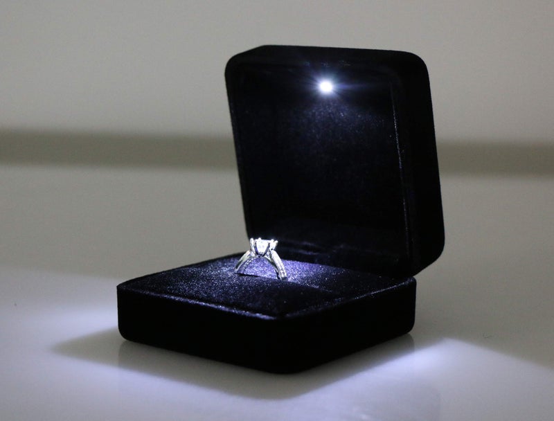 Omeet Big Size Velvet Metal Glossy with LED Jewelry Gift Box for Proposal  Engagement  Wedding - Suitable for a pair of rings - Image 4